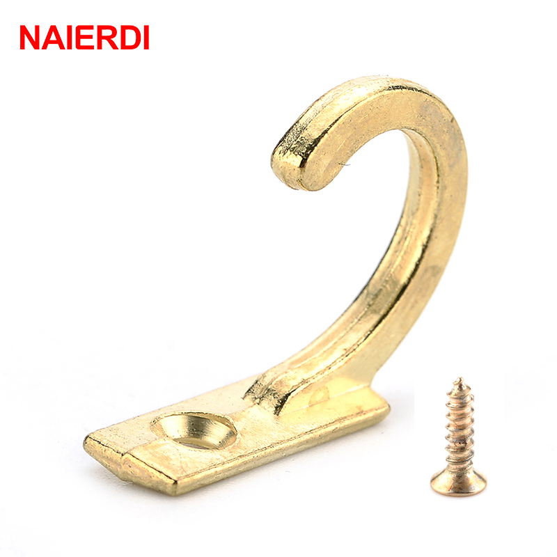 Furniture Hardware Tools - Naierdi-小さなアンティークウォールフック,10個,湾曲したバックル,木製のジュエリーボックス用のロッククラスプフック,家具ハードウェア