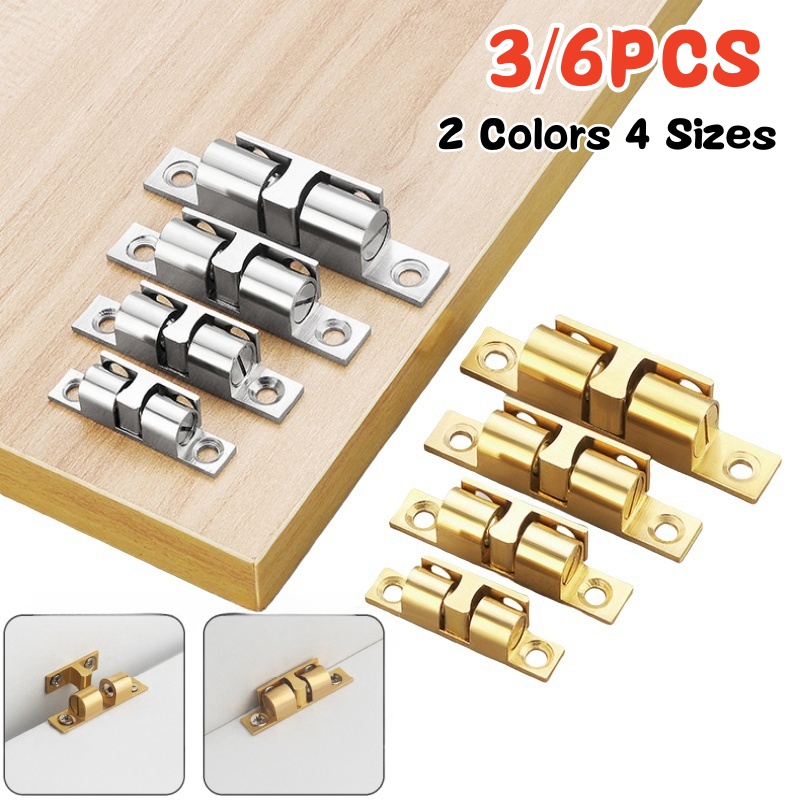 Furniture Hardware Tools - 3/6 個キャビネットクローゼットドアボールキャッチ、真鍮ダブルローラースプリングボールキャッチラッチ、家具ドアロック、調整可能なテンションラッチ