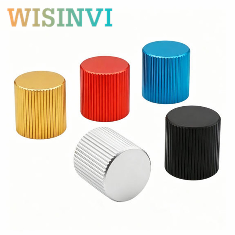 Cabinet Knob Round - 2個 15×15mm アルミニウム合金ノブキャップ 6mm ラウンドシャフトポテンショメータノブ 電子機器用止めネジ付き