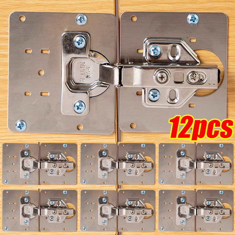 Furniture Hardware Repair - キャビネットヒンジ修理プレートキットステンレス鋼キッチン食器棚ドアヒンジ取り付け固定プレート穴付きハードウェアアクセサリー