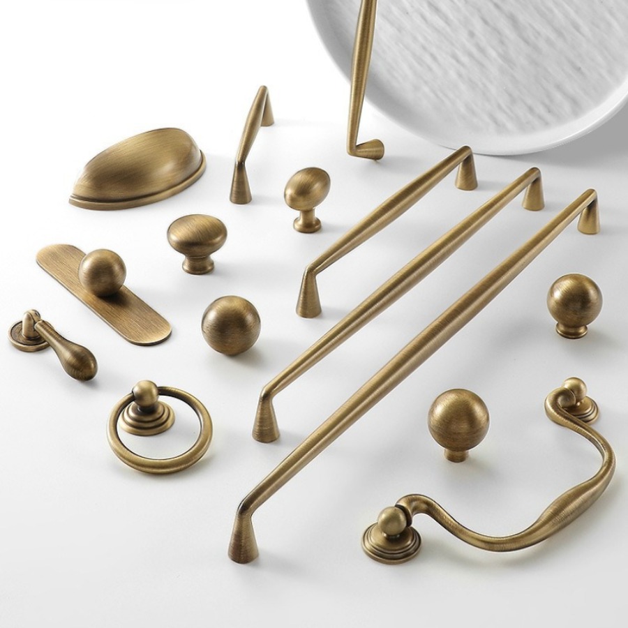 Furniture And Kitchen Hardware Fitting - フランスヴィンテージ真鍮家具ハンドルヴィンテージスタイルワードローブ引き出しドレッサー本棚キッチンキャビネットハードウェアフィッティング