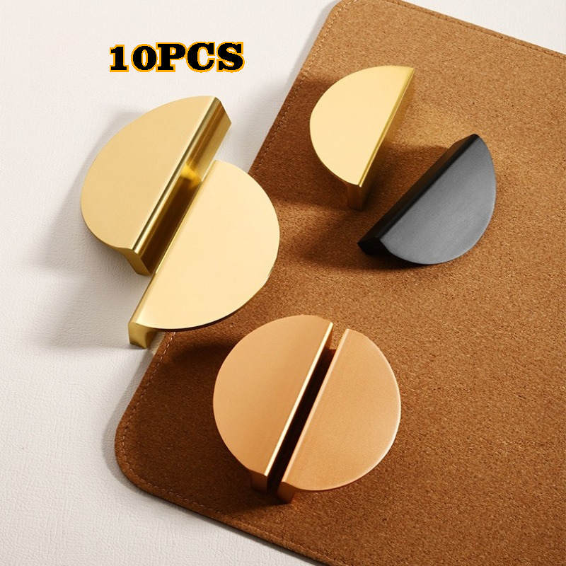 Furniture Hardware Wholesale - 10 個シンプルな半円形ブラックゴールドキャビネットドアハンドルキャビネット引き出しワインキャビネットワードローブドアハンドルハードウェア卸売