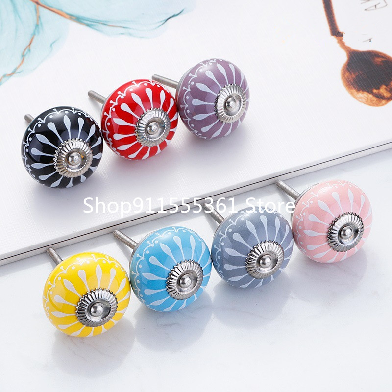 Unique Furniture Hardware Pulls - セラミックノブ/ドレッサーノブ白青キャビネット取手ノブ/ユニークなキッチンドアハンドルノブ家具ハードウェア