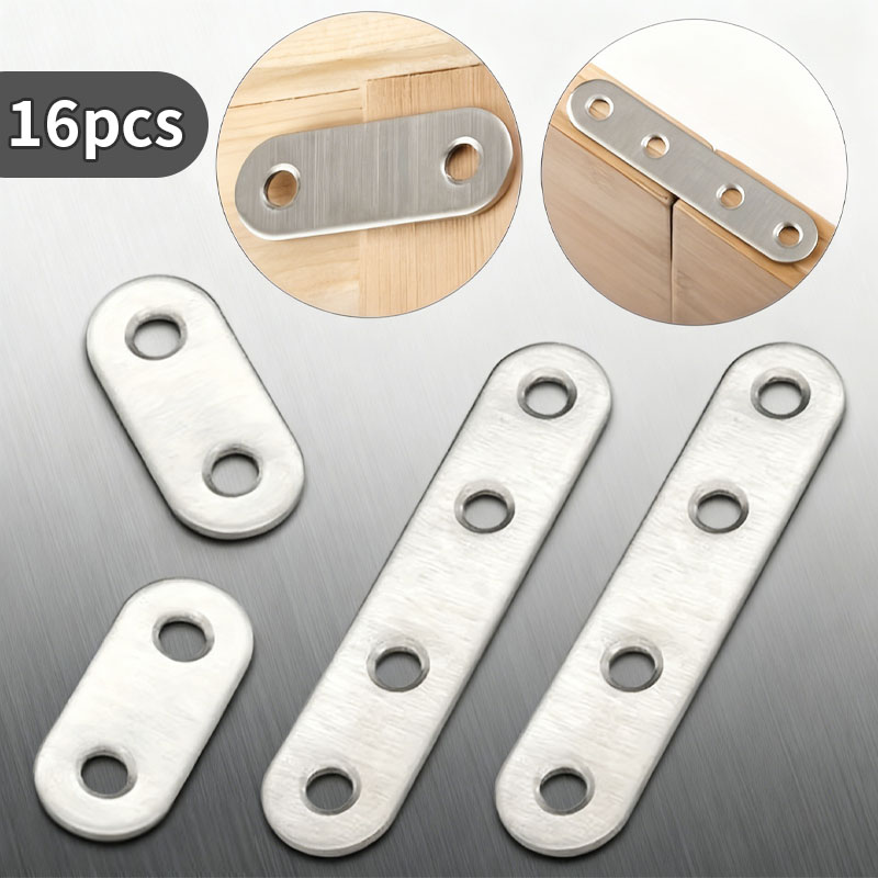 Furniture Hardware Repair - 16個のコーナーコード、フラットファスナー、家具修理用コネクター、キャビネット、テーブル、椅子、ハードウェアアクセサリーに使用、