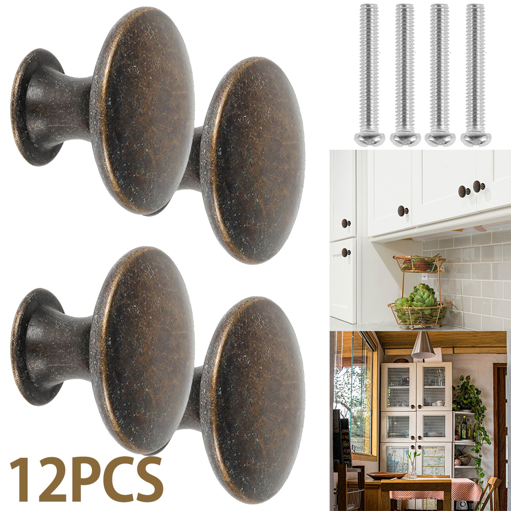 Furniture And Kitchen Hardware Fitting - 12 個レトロプルハンドルブロンズトーン合金キッチン引き出しキャビネットドアノブ家具ハードウェア継手食器棚ハンドルホット