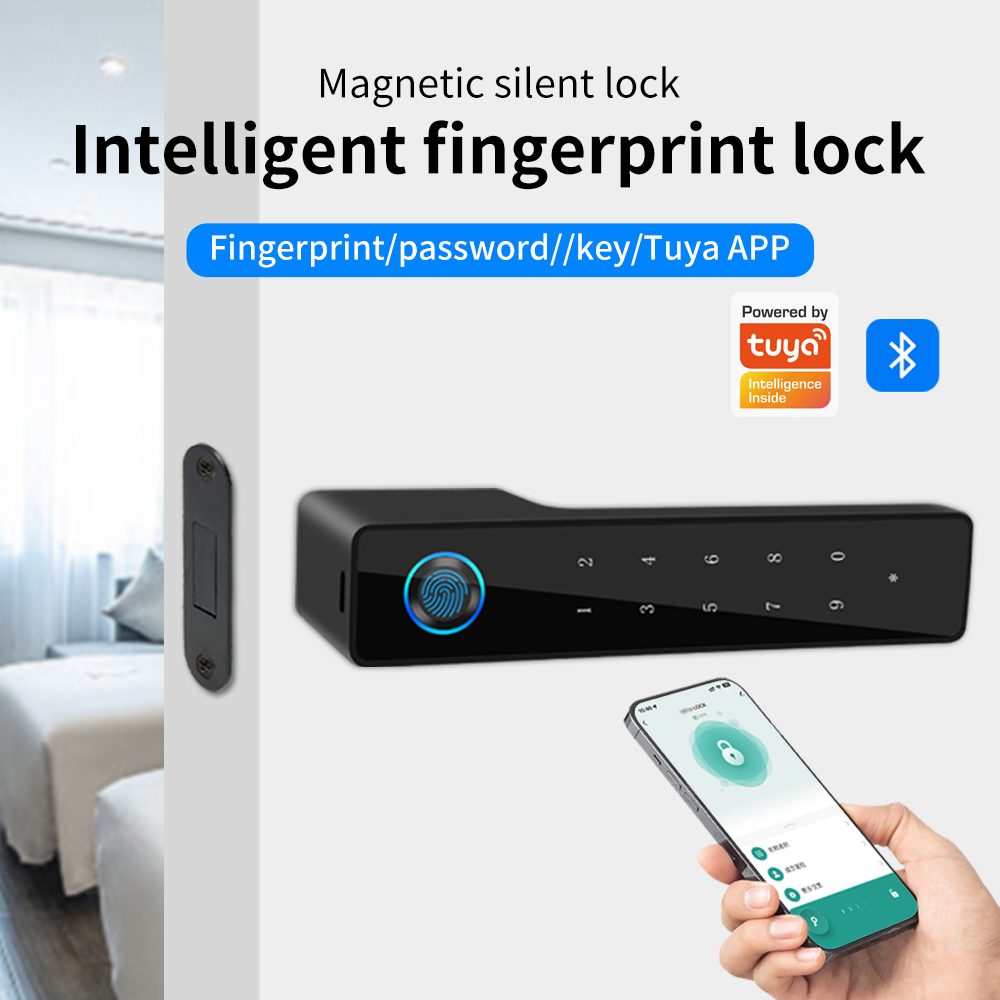 ミニマリスト電子指紋サイレントドアロックサポート Tuya  - Furniture Hardware Tools のレビューと価格