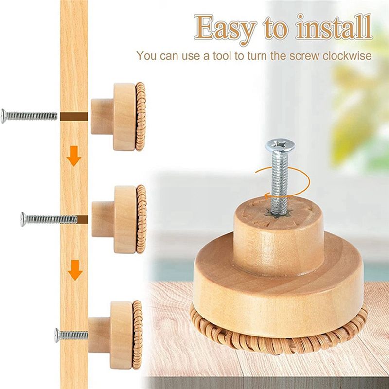 ABLQ 木製ハンドル ブナ材籐引き出しノブ ワードローブ家 - Furniture Hardware Paint のレビューと価格