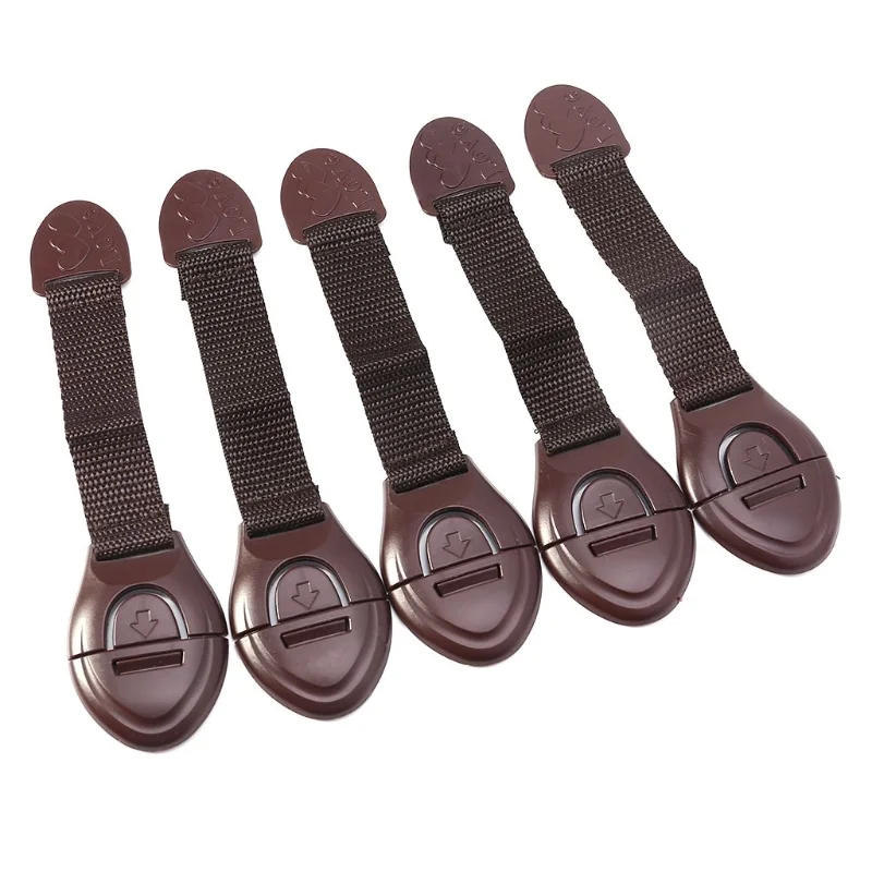 5 ピース/ロットブラウンキャビネット安全ロックベビー家具ド - Furniture Hardware Tools のレビューと価格