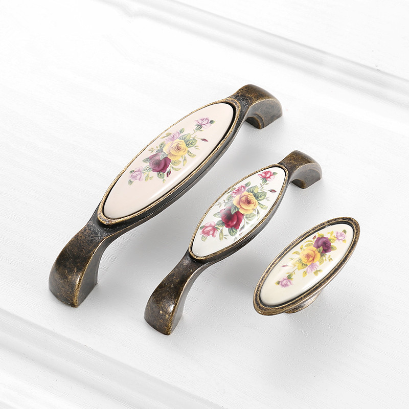 ヴィンテージセラミックハンドルアンティークブロンズキャビネッ - Vintage Furniture Hardware Pulls のレビューと価格