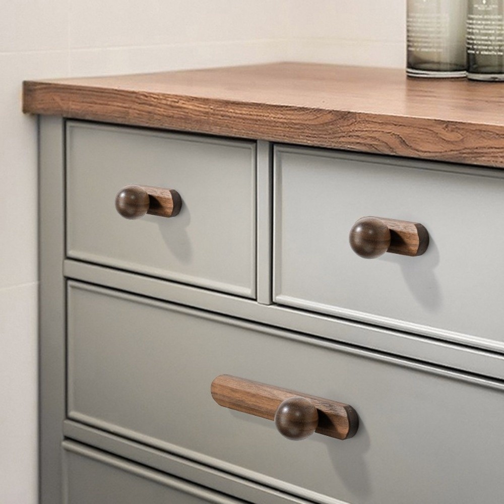 新しい北欧スタイルのキャビネットハンドルクルミ材環境に優しい - Cabinet Knob Round のレビューと価格