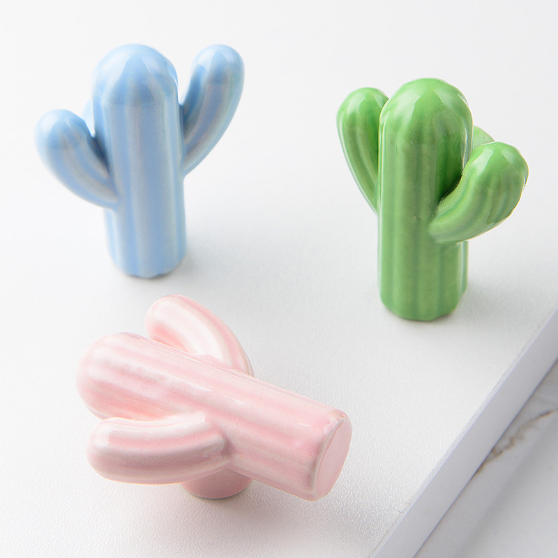 1/4個入り カラフルなセラミックサボテンキャビネットノブ、 - Unique Furniture Hardware Pulls のレビューと価格