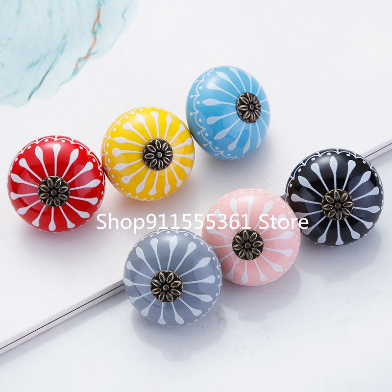 セラミックノブ/ドレッサーノブ白青キャビネット取手ノブ/ユニ - Unique Furniture Hardware Pulls のレビューと価格