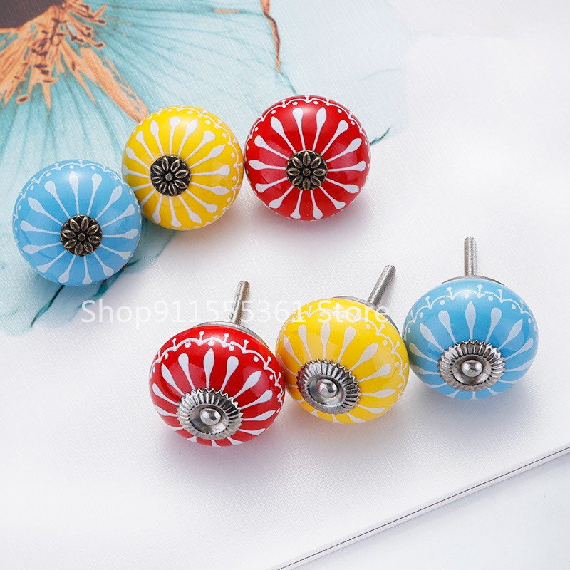 セラミックノブ/ドレッサーノブ白青キャビネット取手ノブ/ユニ - Unique Furniture Hardware Pulls のレビューと価格