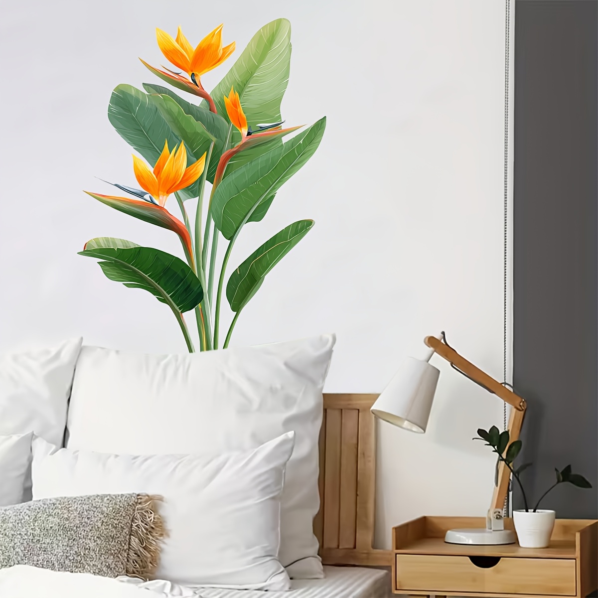 ジャングルリーフウォールステッカー1枚、極楽鳥花植物ステッカ - Furniture Paradise & Hardware Ghaziabad By Owner のレビューと価格