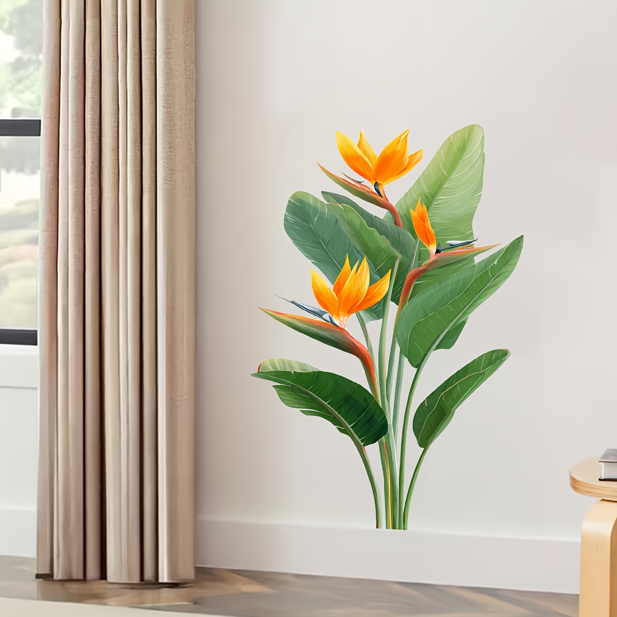 ジャングルリーフウォールステッカー1枚、極楽鳥花植物ステッカ - Furniture Paradise & Hardware Ghaziabad By Owner のレビューと価格